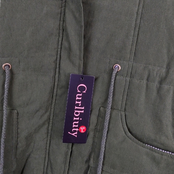 Curlbiuty Womens Dark Olive Winter Faux Fur Lining  Parka NWT Sz S - Picture 8 of 12